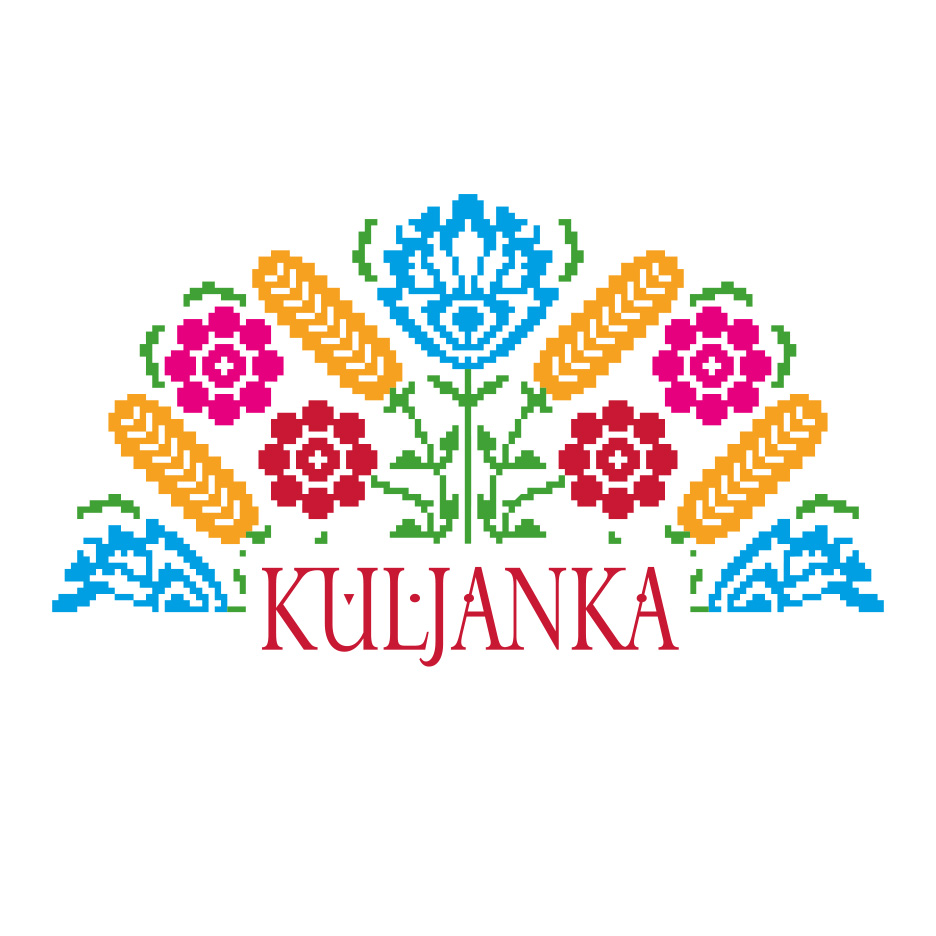 Un logo cu un model floral pixelat colorat și textul 'KULJANKA' dedesubt.
