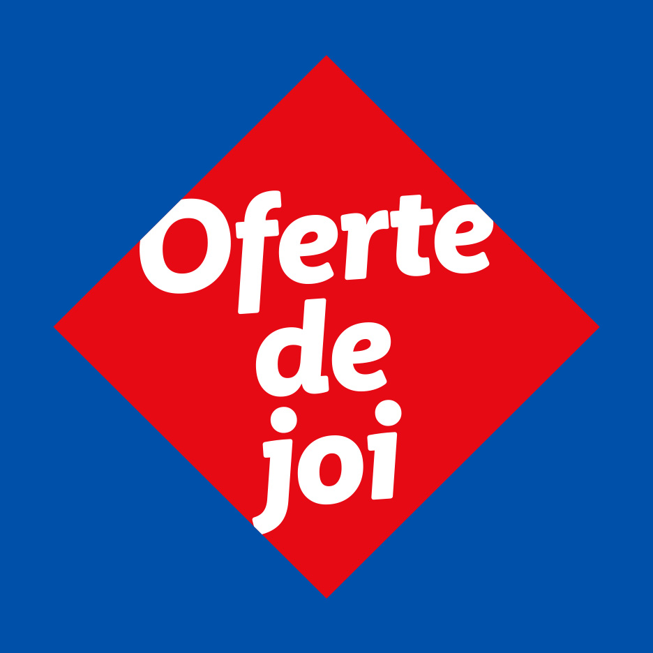 Oferte de joi pe un fundal roșu și albastru.