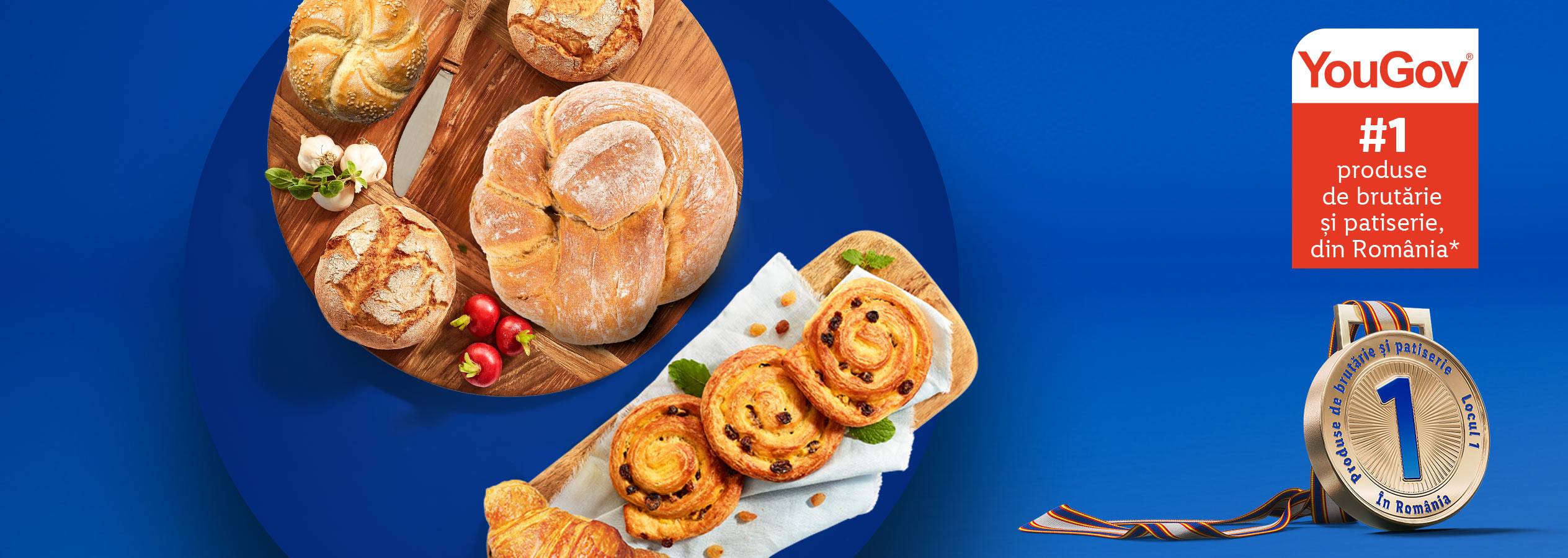 Diverse produse de brutărie și patiserie, inclusiv pâine, chifle și melci cu stafide, cu un premiu #1.