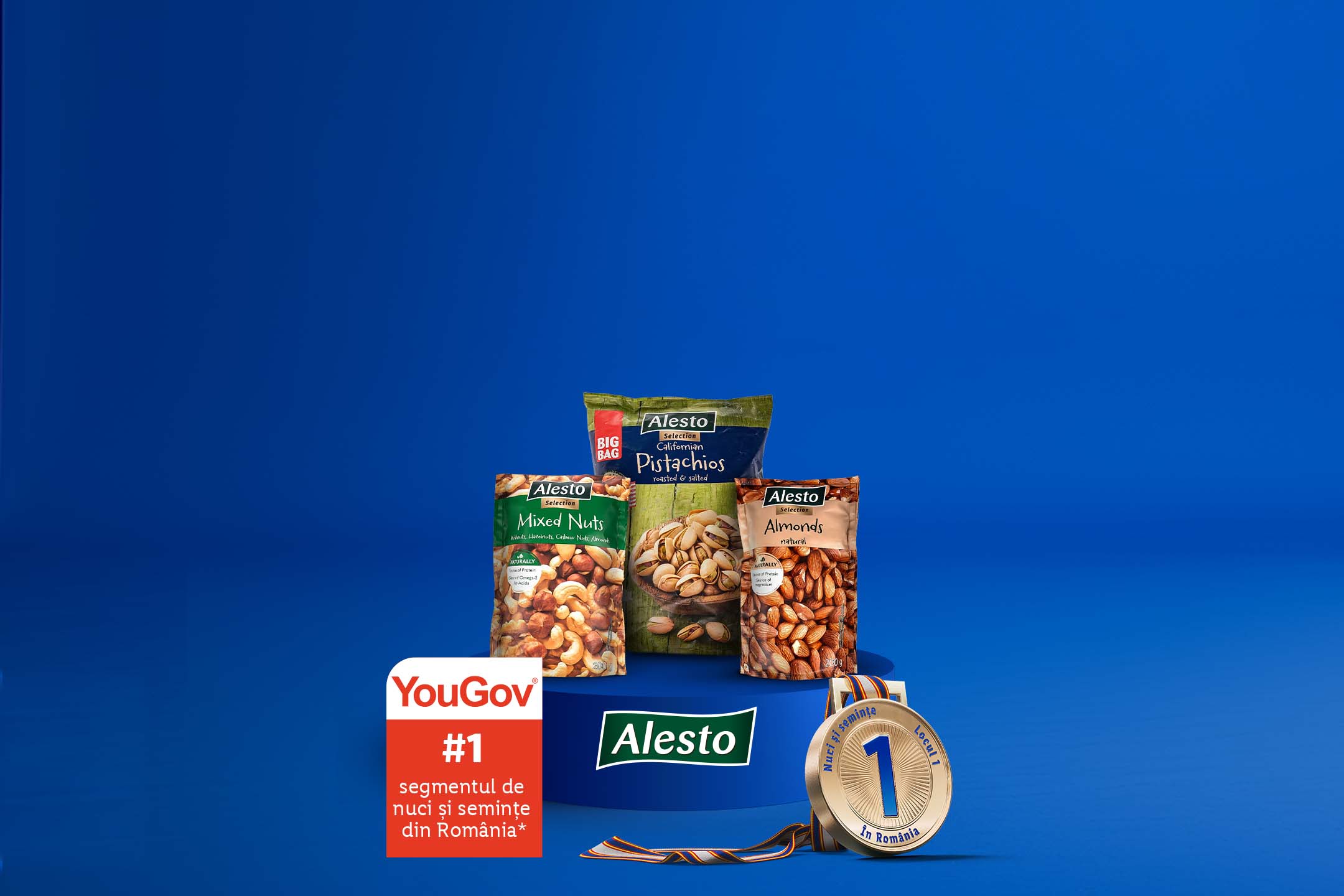 Alesto nuci și semințe: fistic, migdale, mix de nuci, cu premii YouGov și Locul 1 în România.